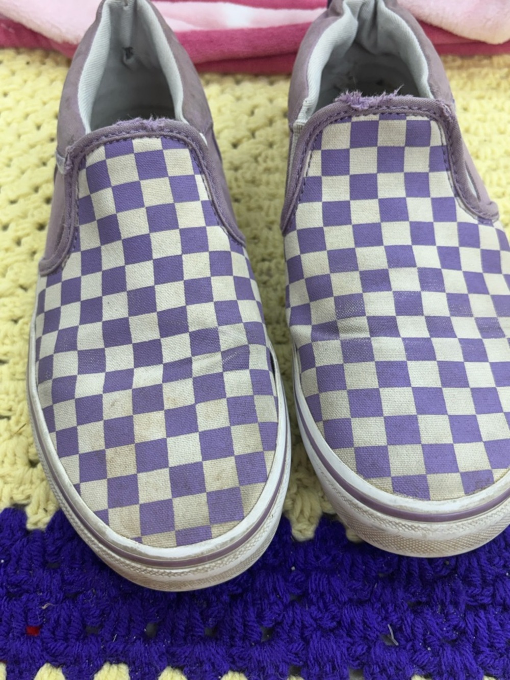 Vans purple check sneakers women size 5.5